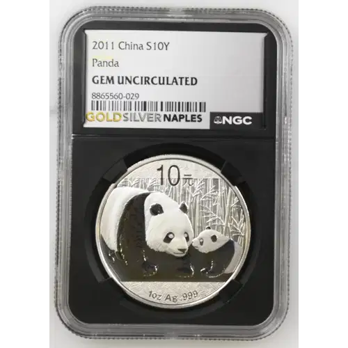 2011 - 1oz Panda Silver Coin - China 10Yn - NGC GEM UNC. (S14-B13)